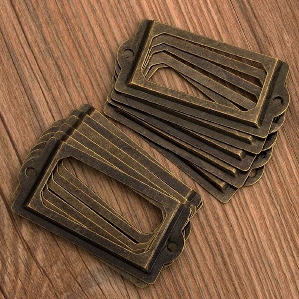 50 kpl etiketinpidikettä 70 x 33 mm metallipronssi vintage-etiketinpidike Ca