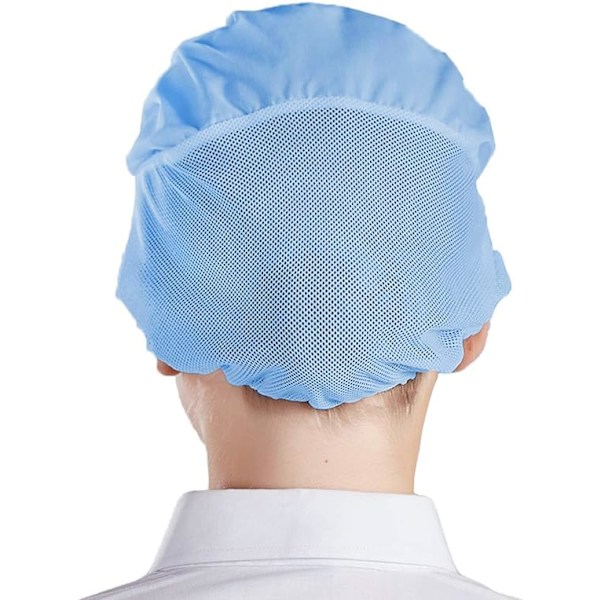 3-pack halvmeshs kockmössor - ljusblå, unisex köksmössor med mesh, lämpliga för verkstad, fabrik, kök, catering, bageri