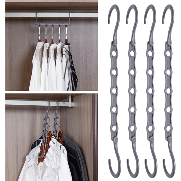 Magic Hangers, 10 Pladsbesparende Kroge, Multifunktionel Vertikal & H