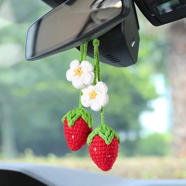 2st Strawberry (Röd) Car Charm, Car Mirror Charm, Car Rearview M