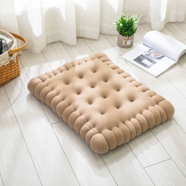 Let kaffefarvet Pretty Rectangle Cushion Mock Cookie Cushion til Havet