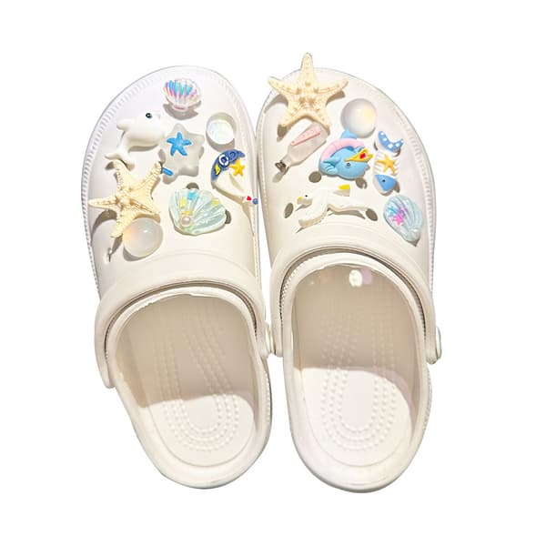 15 stk havskjellstjerner Skotilbehør til Croc Charms for tee