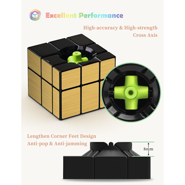 Speed ​​Cube Set av 2 Gold Mirror S Cube, Silver Windmirror Cube,