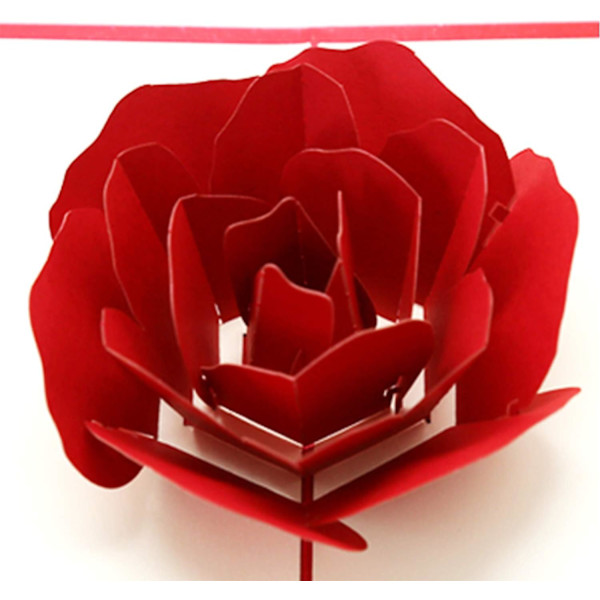 3D Pop-up lykønskningskort til fødselsdag, ønsker til kone, lyserød rose