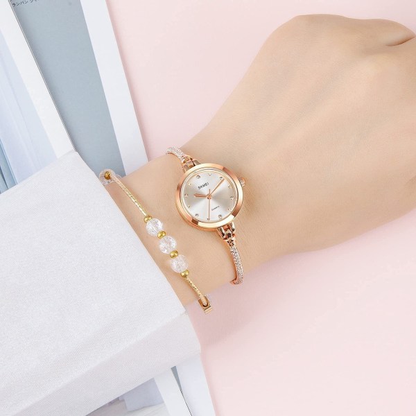 (Silver) Klocka Dam Analog Kvarts Klocka Diamantprydd Brac