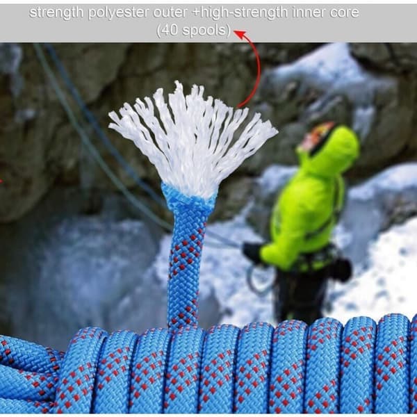 Klatretau med statisk sikkerhetskarabinkrok 10mm Polyester Mountai