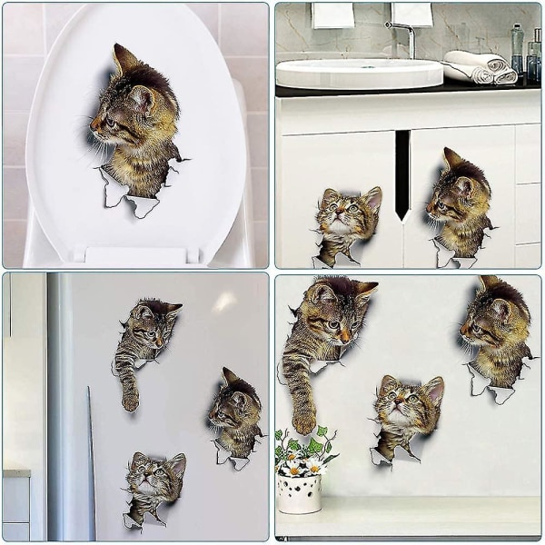 3d Cats Wall Decal, 3 Stk Wall Stickers, Combination Wall Sticker
