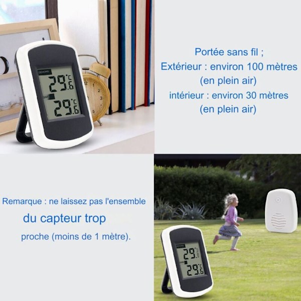 Trådlös LCD digital termometer för inomhus- eller utomhusbruk, Mini