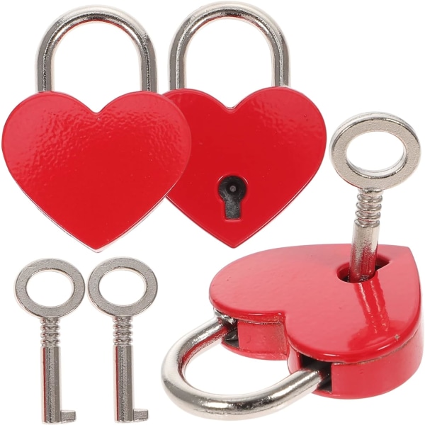 3 sett med kjærlighetshengelås - rød, mini hjerteformet kjærlighetshengelås, Zin