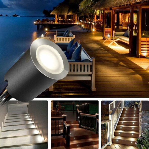 Set med 16 utomhus infällda LED-strålkastare, IP67 vattentät, Ø 32m