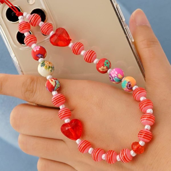 Håndledsrem Beaded Phone Lanyard Anti-Lost Crystal Cell Phone Cha