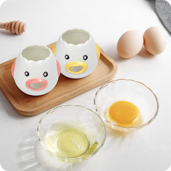 2 stk. keramisk eggeskiller, søt tegneserie keramisk eggefilter Sepa