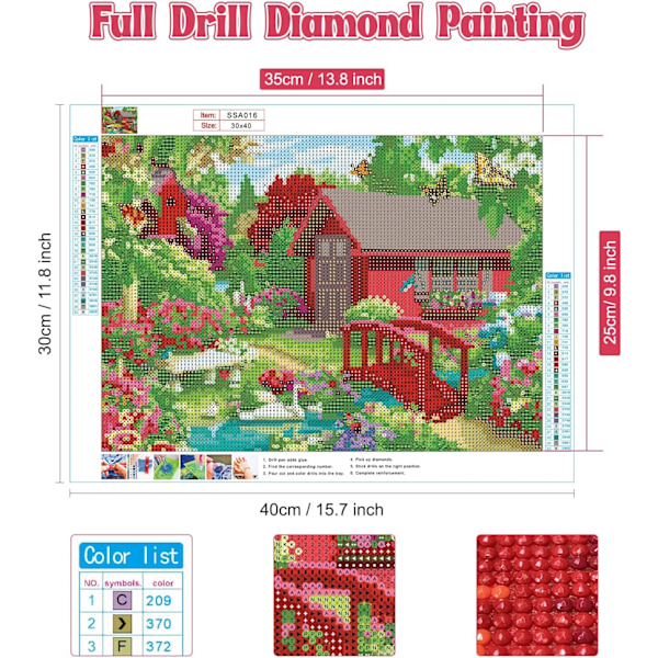 Loger Diamond Painting Bridge Kits Vuxna, Blommor Trädgård 5D Diamo
