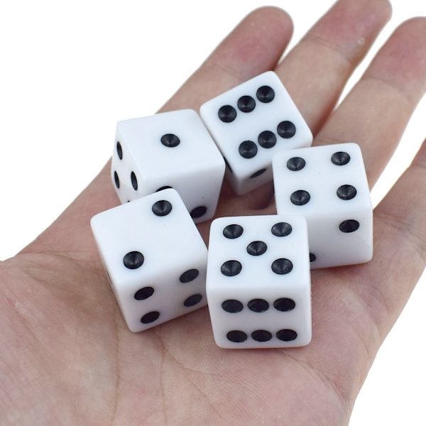 10 st 16 mm akryltärningar svart/vit 6-sidig kasinopokerspel bar