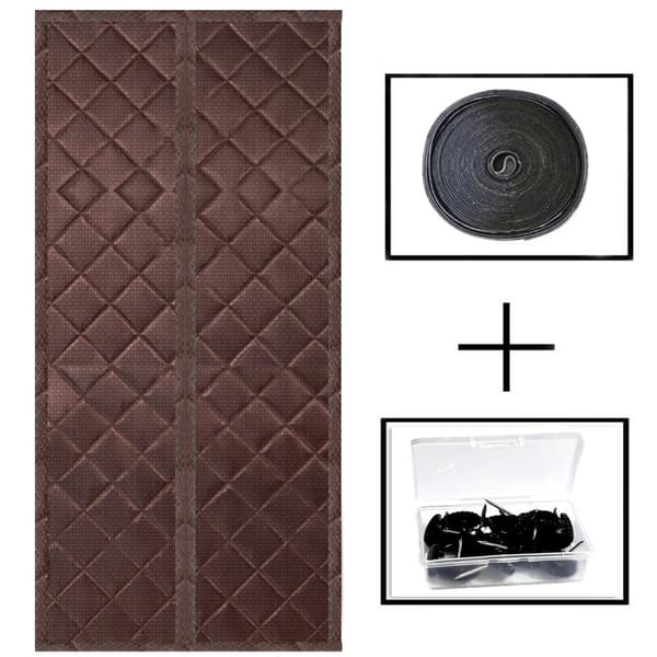 Magnetisk isolerende dørgardin, 80 x 210 cm. Magnetisk lukking. Inkluderer borrelåsfester og tegnestifter. Grå – 1 stk.