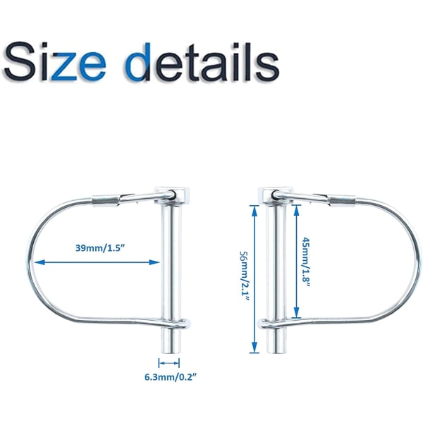 10 stk. låsepinde i kulstofstål 6,3 mm × 56 mm