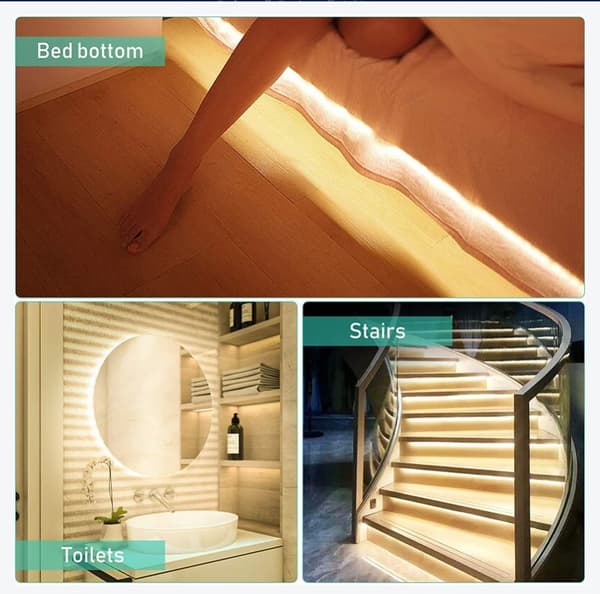LED-stripe med bevegelsessensor, 2m batteridrevet LED-stripe med I