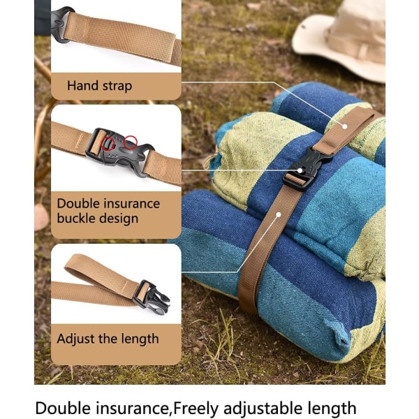 2 stk. Khaki bagagestropper, sikre rejsetilbehørstropper, Anti-S