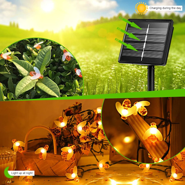 Solcellslingor Utomhus Bin 50 LED 7 m 8 lägen Vattentät In