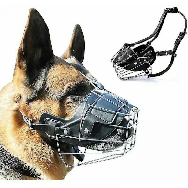 1 stk. Sort Mundkurv Super Metal Mundkurv Læder Mundkurv til Store Hunde