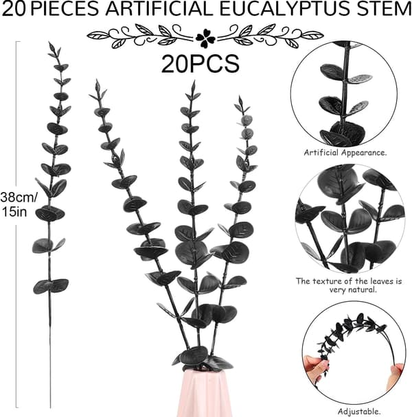 20 stk kunstige eukalyptusgrener falske kunstige eukalyptus B