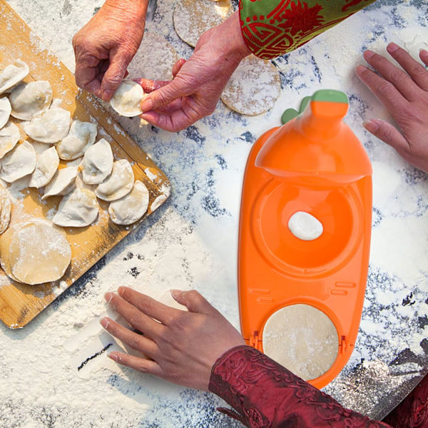 2 i 1 Dumpling Maker - Orange, Tortilla Press, Mini Køkken Gadget