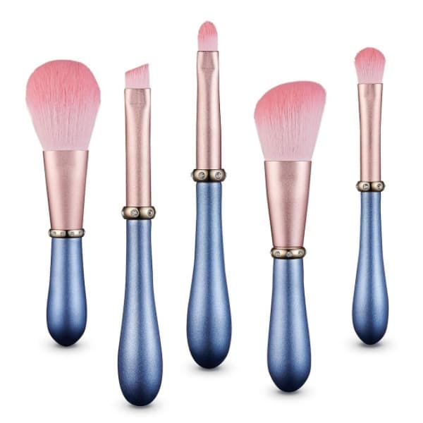 5-pak makeupbørster, premium syntetisk makeupbørstesæt, premiu