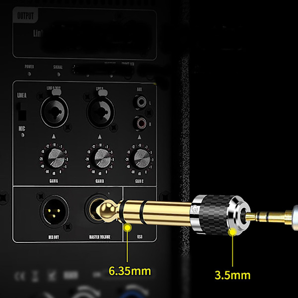 1/4 til 3,5 mm lydadapter Hifi-adapter hodesett hodetelefonadapter