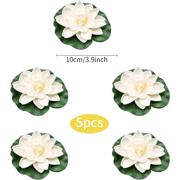 (Vit) 5 st Flytande näckros Konstgjord näckrosskum Lotus