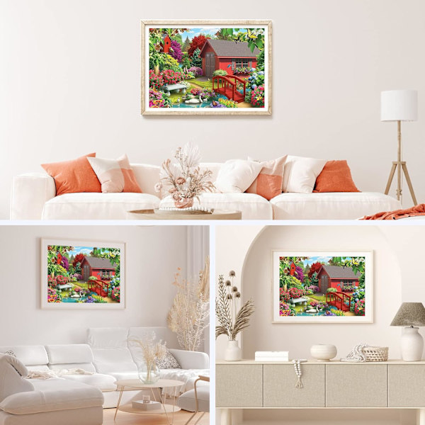 Loger Diamond Painting Bridge Kits Vuxna, Blommor Trädgård 5D Diamo
