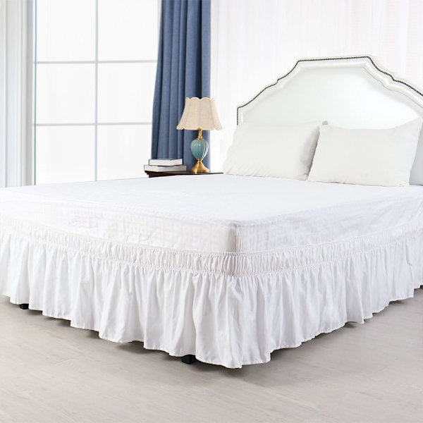Børstet polyester sengekantdeksel 200x203cm snøhvit