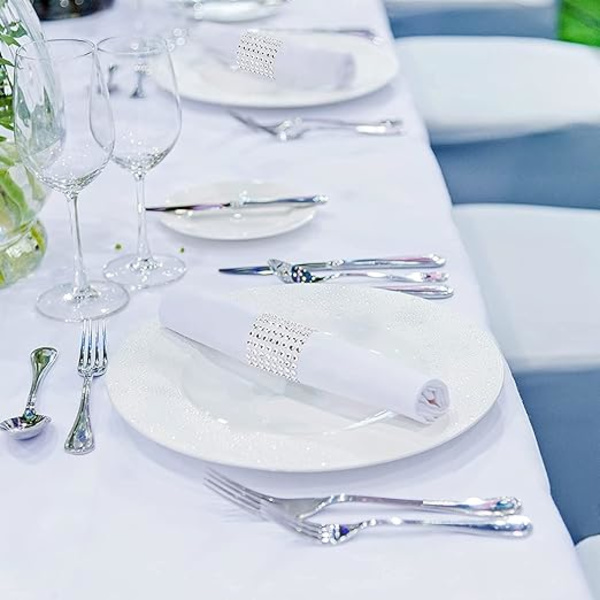 (50 stk. Sølv)Servietringe Bord Serviet Holder Diamant Ring Windi