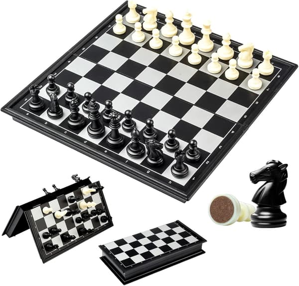 Schackset Magnetisk Schackbräde (25 x 25 cm), Fällbar och Bärbar