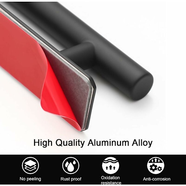 15cm rett rør selvklebende dørhåndtak, 2 stk aluminium A