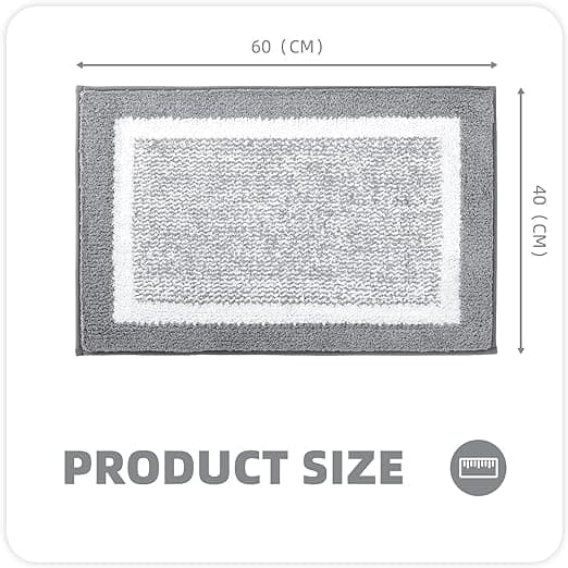40x60cm (grå) sklisikker badematte, maskinvaskbar absorberende dusjmatte