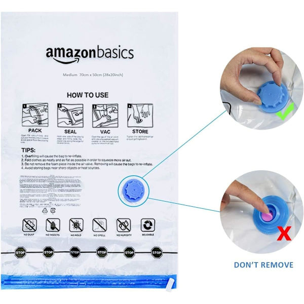 5-pack vakuumförvaringspåsar med handpump - Medium