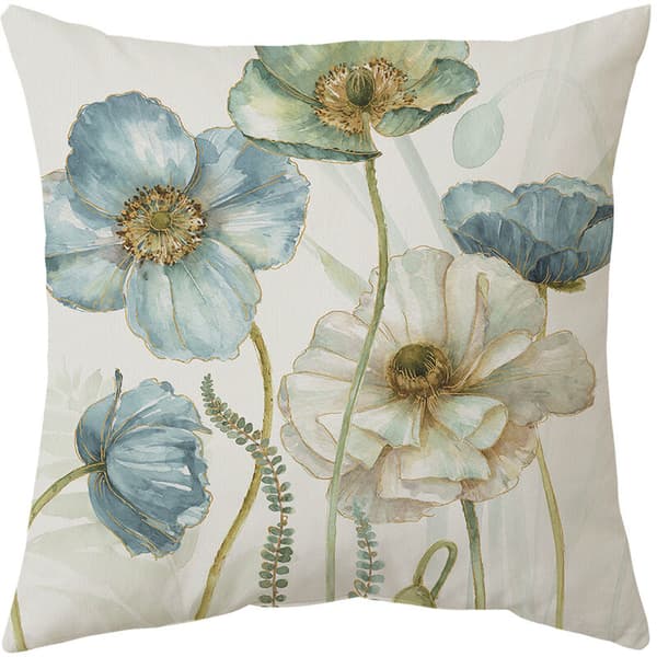 Utekjoleputer 45 x 45 cm, sett med 4 gule blå blomster Pa