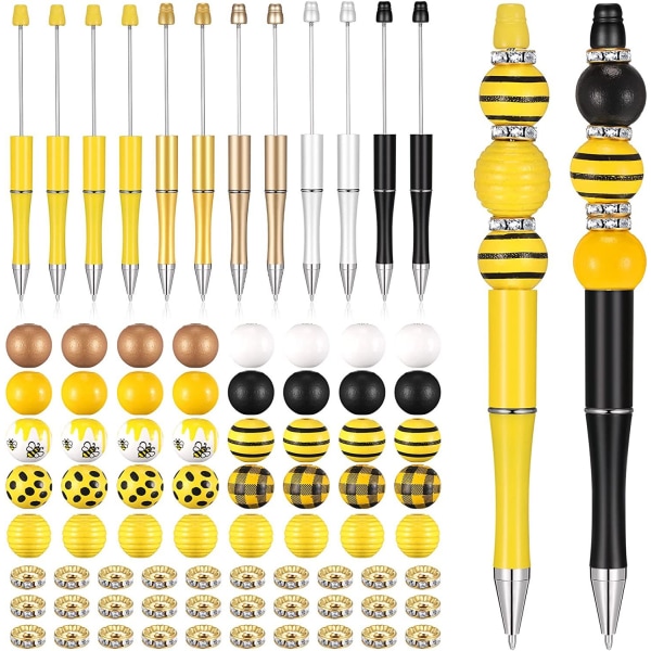 Sett med 12 kulepenner (bimodell), plastperlepenn, trede