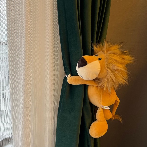 2 delar gardinbindningar - lejon, tecknad vikbar gardin för djur