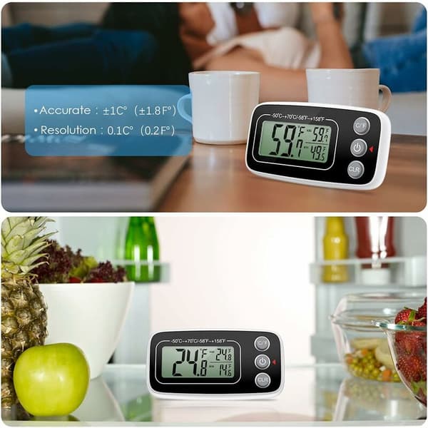 2-pak køleskabs termometer, digitalt køleskab fryser termometer