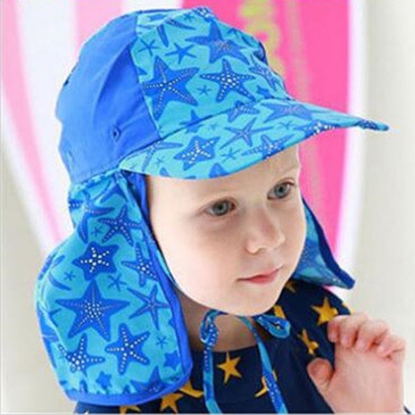 Solhatt for barn, gutter og jenter, bred skygge, sommerstrandhatt med nakkefla