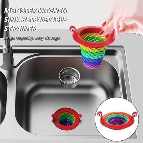 (2 stk) Monster kjøkkenvask sil, Monster Rainbow plast sil