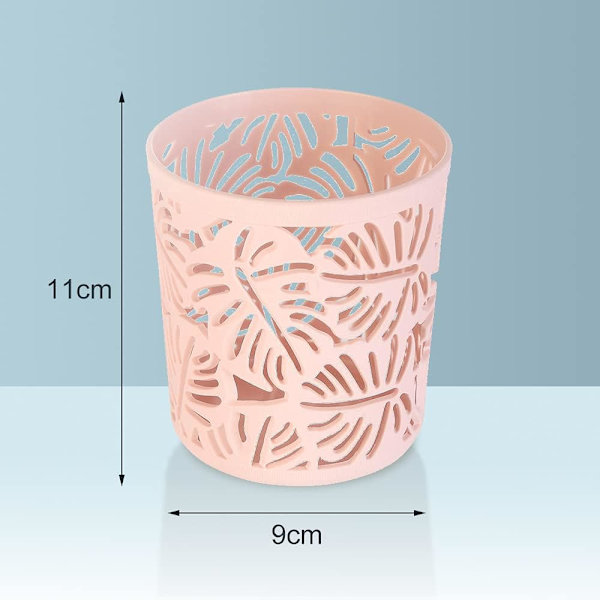 2 stk. plastik blyantskrukke (hvid, pink), rund blyantskrukke kosmetik børste opbevaringsholder blyantskrukke skrivebord penneholder penneholder til hjem skole kontor