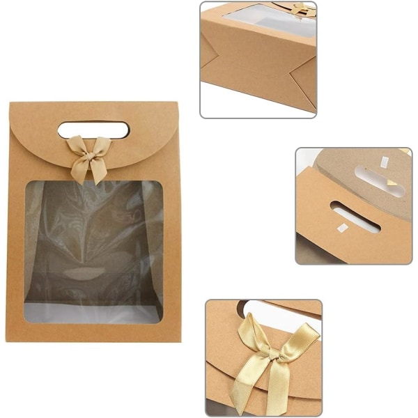 12 delar presentpåse, presentförpackning av kraftpapper, presentpåsar med handtag,