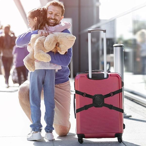Sort - 1 stk. Elastisk kuffert bagagestropper med justerbar su