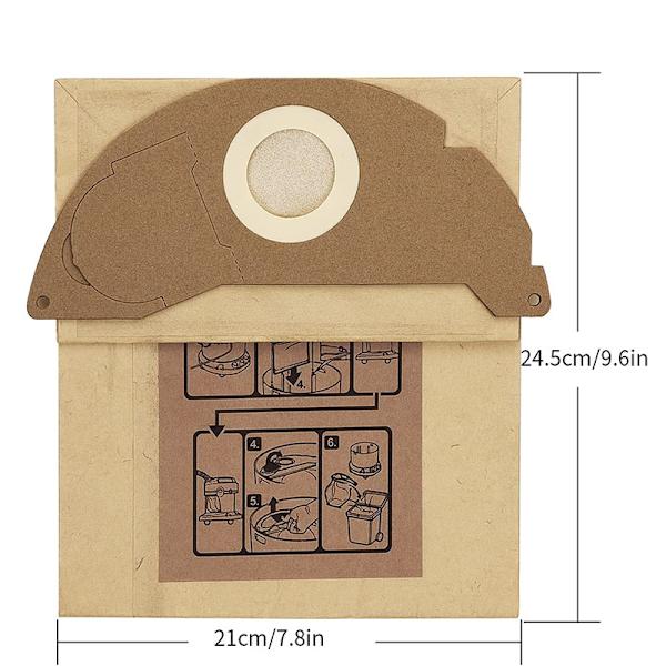 10 stk. erstatningsfilterposer til Karcher WD2 MV2 6.904-322.0 WD2250
