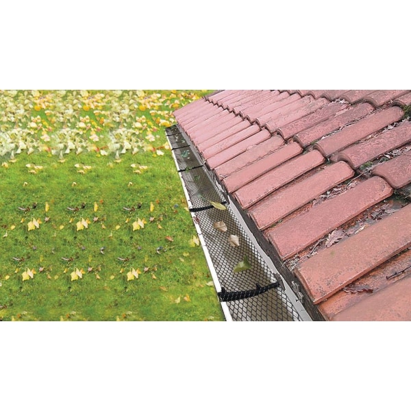 GREENGERS - Tagrender, tagrender nedløbsfilter - Beskyttende net til tagrende 15cm x 6m + 10 kroge, tagrender beskytter - Løvstopper, universel - fastgørelseskroge inkluderet