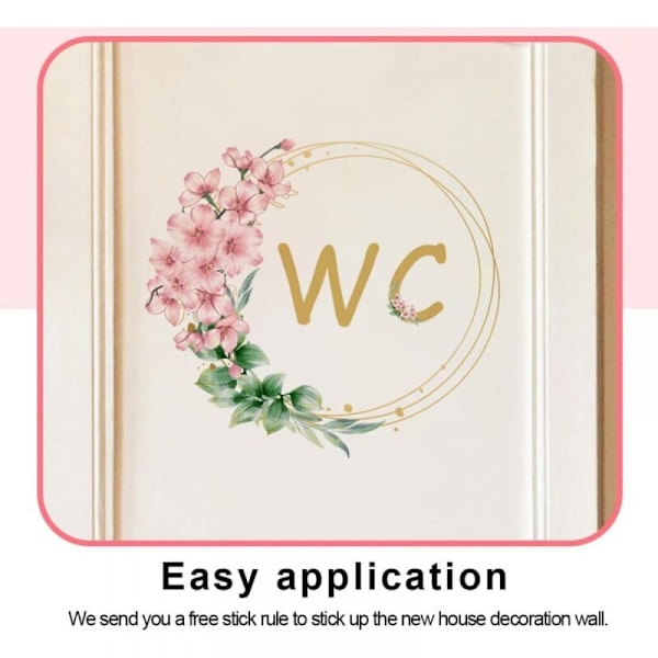 Dörrklistermärken Badrum Toalett Badkar Växt Blommor Engelska WC Väggdekal