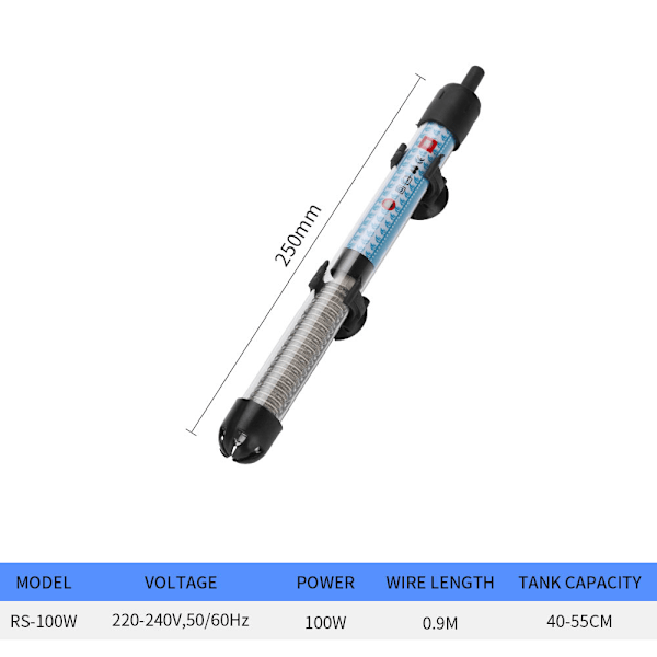 Uppoamaton akvaariolämmitin 100W akvaariolämmitin säädettävä mini