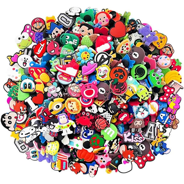 100 kappaletta kenkäkoruja, kenkäkoru, animoitu koristelu DIY-kenkiin, PVC-kenkäkorutarvikkeet, kenkäkorut Croc-kenkiin, syntymäpäivälahja